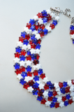 Red white blue 4th of July beaded statement necklace