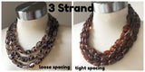 Tortoise Shell Lucite Acrylic Beaded Chunky Multi Strand Statement Necklace - Lauren