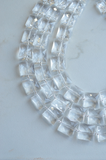 Clear Acrylic Beaded Multi Strand Chunky Statement Necklace