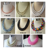 Light Yellow Acrylic Lucite Bead Chunky Multi Strand Statement Necklace - Michelle