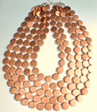 Rose Gold Copper Wood Bead Multi Strand Chunky Statement Necklace - Charlotte