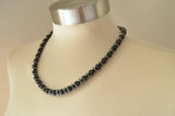 Black Matte Gray Mens Beaded Stone Long Choker Hematite Necklace - Jonas