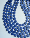 Blue Wood Bead Multi Strand Chunky Statement Necklace - Charlotte