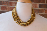 Gold Faceted Beaded Statement Chunky Multi Strand Womens Necklace - Aria