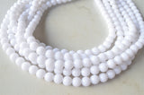 White Acrylic Lucite Bead Chunky Multi Strand Statement Necklace 10mm beads 6 strands