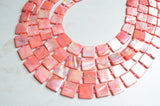 Coral Pink Mother of Pearl Shell Beaded Multi Strand Statement Necklace - Tegan