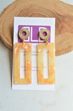 Yellow Terrazzo Lucite Acrylic Dangle Statement Earrings - Louise