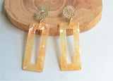 Yellow Terrazzo Lucite Acrylic Dangle Statement Earrings - Louise