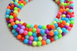 Neon Multi Color Chunky Multi Strand Bead Statement Necklace - Alana