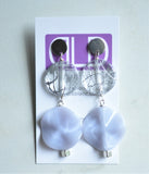 Gold Lucite Acrylic Big Dangle Matte Bead Statement Earrings - Violetta