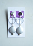 Gold Lucite Acrylic Big Dangle Matte Bead Statement Earrings - Violetta