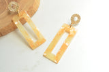 Yellow Terrazzo Lucite Acrylic Dangle Statement Earrings - Louise