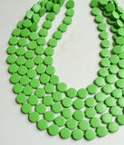 Green Beaded Wood Multi Strand Chunky Statement Necklace - Charlotte