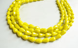 Yellow Glass Bead Chunky Multi Strand Statement Necklace