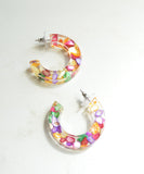 Multi Color Shell Hoop Statement Colorful Large Earrings