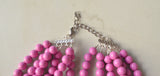 Purple Pink Lavender Acrylic Lucite Bead Chunky Multi Strand Statement Necklace 10mm bead 6 strands