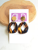 Black Blue Acrylic Animal Print Lucite Dangle Statement Earrings