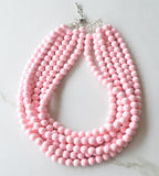 Light Pink Acrylic Lucite Bead Chunky Statement Necklace - Alana