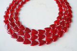 Red Heart Valentines Glass Bead Multi Strand Chunky Statement Necklace