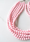 Light Pink Acrylic Lucite Bead Chunky Statement Necklace - Alana