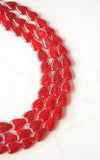 Red Heart Valentines Glass Bead Multi Strand Chunky Statement Necklace