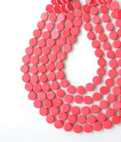 Red Wood Bead Multi Strand Chunky Womens Statement Necklace - Charlotte