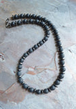 Black Matte Gray Mens Beaded Stone Long Choker Hematite Necklace - Jonas