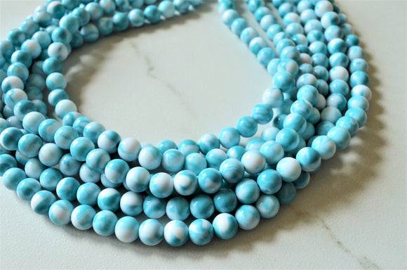 Ocean Blue Necklace, double strand jewelry, big beaded chunky statemen –  Polka Dot Drawer
