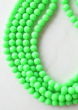 Neon Green Matte Acrylic Bead Chunky Multi Strand Statement Necklace - Alana