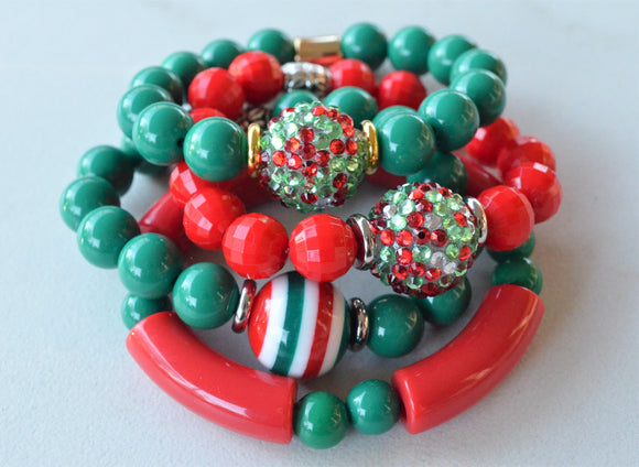 Christmas Bead Lucite Bracelet Halloween Jewelry Stretch Womens Bracelet