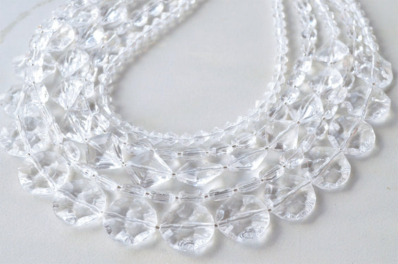 Clear Lucite Acrylic Statement Beaded Chunky Womens Neklace - Warhol