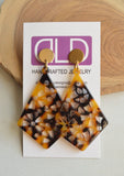 Tortoise Shell Statement Brown Black Lucite Earrings