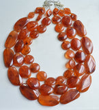 Brown Acrylic Bead Multi Strand Chunky Statement Necklace - Warhol