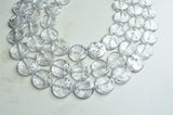 Clear Silver Beaded Lucite Chunky Multi Strand Statement Necklace - Charlotte