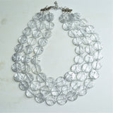 Clear Silver Beaded Lucite Chunky Multi Strand Statement Necklace - Charlotte