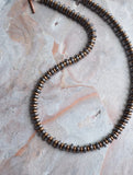 Hematite Copper Beaded Long Mens Necklace - Jack