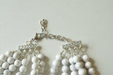 White Gray Statement Chunky Howlite Stone Bead Multi Strands Necklace - Michelle