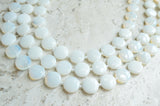 White Sea Opal Glass Beaded Multi Strand Chunky Statement Necklace - Charlotte
