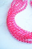 Pink Statement Faceted Beaded Acrylic Chunky Multi Strand Necklace - Angelina