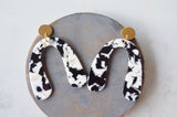 Black White Statement Earrings Acrylic Bold Big Dangle Womens Earrings  - Lillian