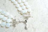 White Sea Opal Glass Beaded Multi Strand Chunky Statement Necklace - Charlotte