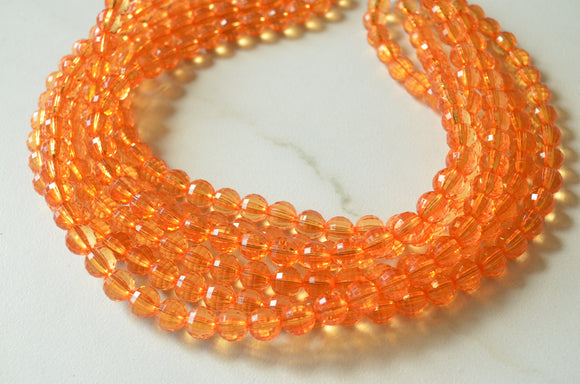 Orange Statement Beaded Acrylic Chunky Multi Strand Lucite Necklace - Angelina