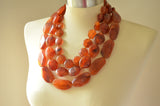 Brown Acrylic Bead Multi Strand Chunky Statement Necklace - Warhol