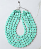 Seafoam Green Beaded Wood Chunky Multi Strand Statement Necklace - Charlotte