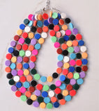 Multi Color Beaded Wood Multi Strand Chunky Statement Necklace - Charlotte