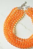 Orange Statement Beaded Acrylic Chunky Multi Strand Lucite Necklace - Angelina