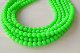 Neon Green Acrylic Lucite Bead Chunky Multi Strand Statement Necklace - Alana