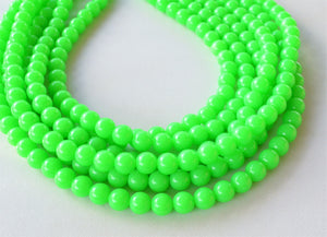 Neon Green Acrylic Lucite Bead Chunky Multi Strand Statement Necklace - Alana