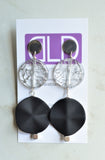 Gold Lucite Acrylic Big Dangle Matte Bead Statement Earrings - Violetta