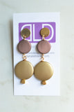 Gold Lucite Acrylic Big Dangle Matte Bead Statement Earrings - Violetta